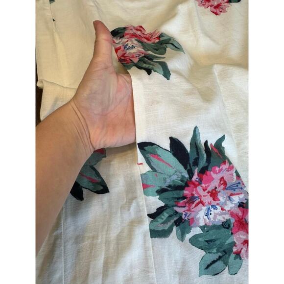 Joules Floral Linen Shift Dress Women 16 Beach Cruise Spring Easter Summer Stain - Picture 12 of 14